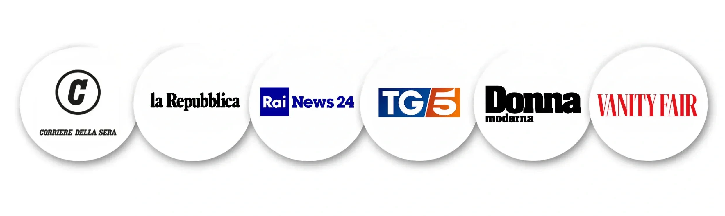 Corriere della Sera, la Repubblica, Rai News 24, TG5, Donna moderna, Vanity Fair